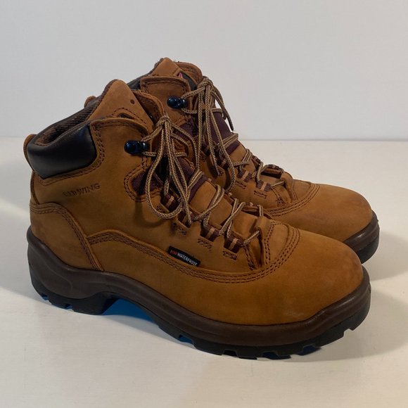 Wolverine Shoes - Red Wing (2327) Brown Leather Waterproof Safety Toe Boots Women Size 8 D